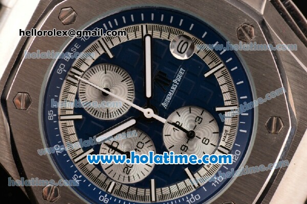 Audemars Piguet Royal Oak Offshore Chronograph Miyota OS10 Quartz Steel Case with Blue Dial and Stick Markers - Click Image to Close